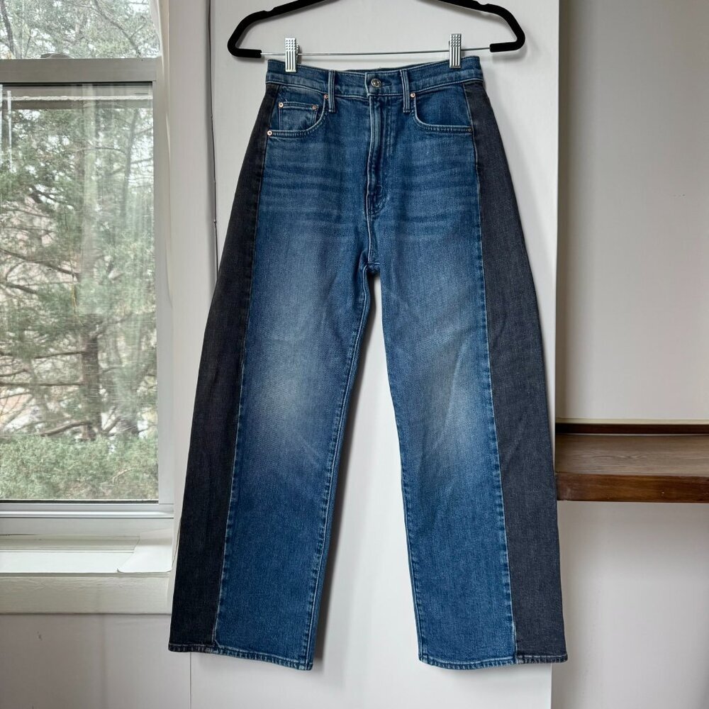 MOTHER Superior The Lil Half Pipe Flood Barrel Jeans Black Blue 24 - Picture 5 of 16